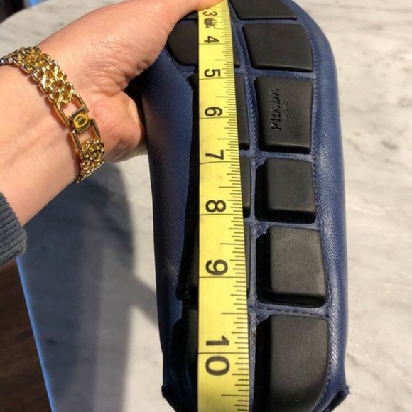 EUC Prada Blue Saffiano Leather Driving Shoes Flats Moccasins Bow Tie RARE - Picture 4 of 5